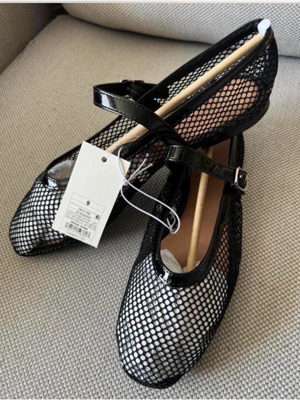 Classic Black Mesh Mary Jane Flats